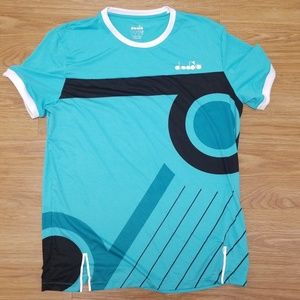 Mens Diadora active tennis shirt Aqua Green